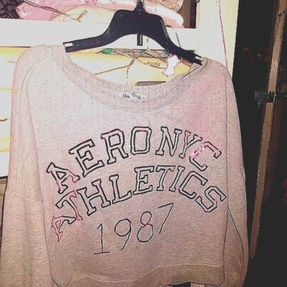 Gray with metallic pink lettering sweatshirt